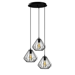 Hanglamp Diamond 3-Lichts Getrapt Zwart
