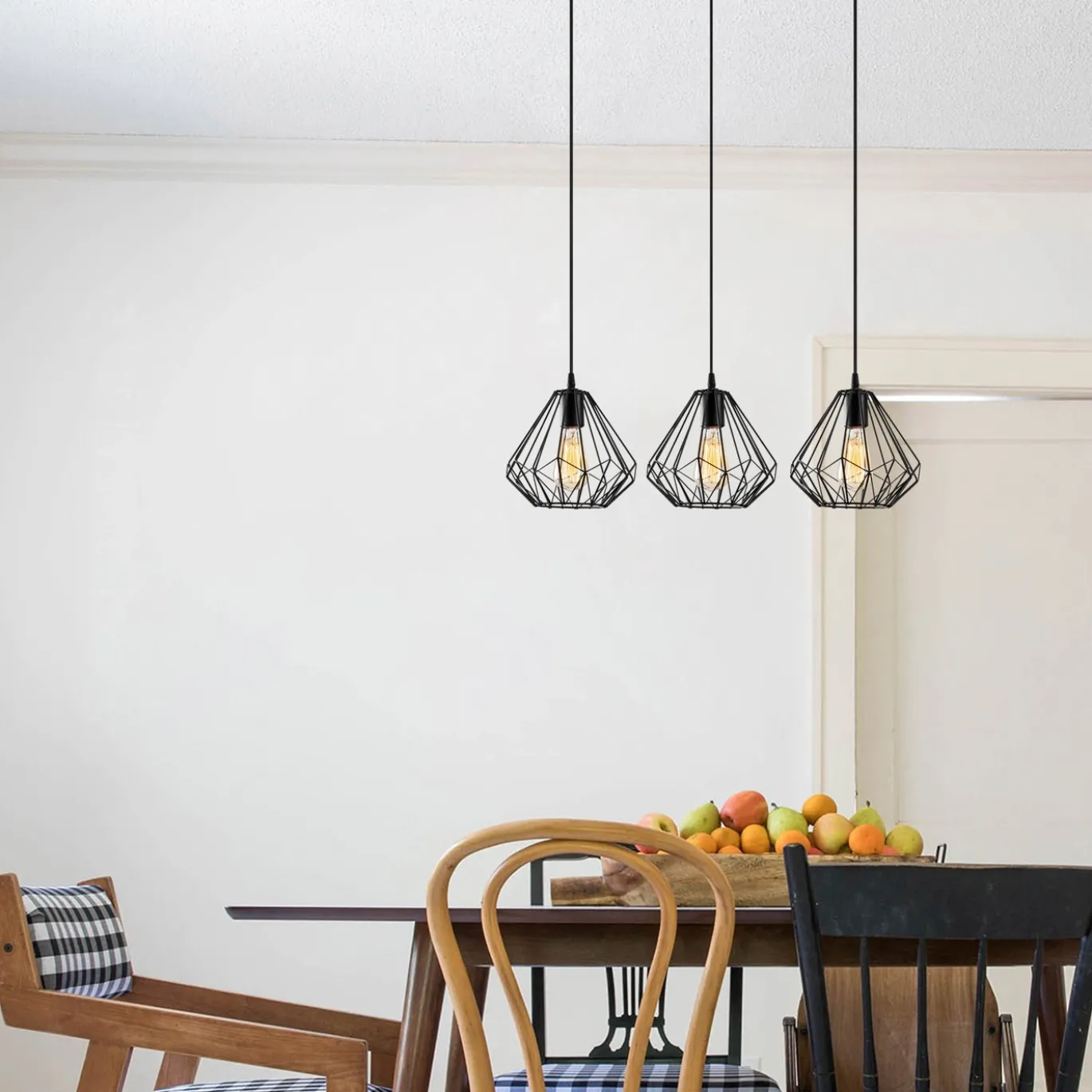 Hanglamp Diamond Zwart 3-Lichts