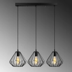 Hanglamp Diamond Zwart 3-Lichts