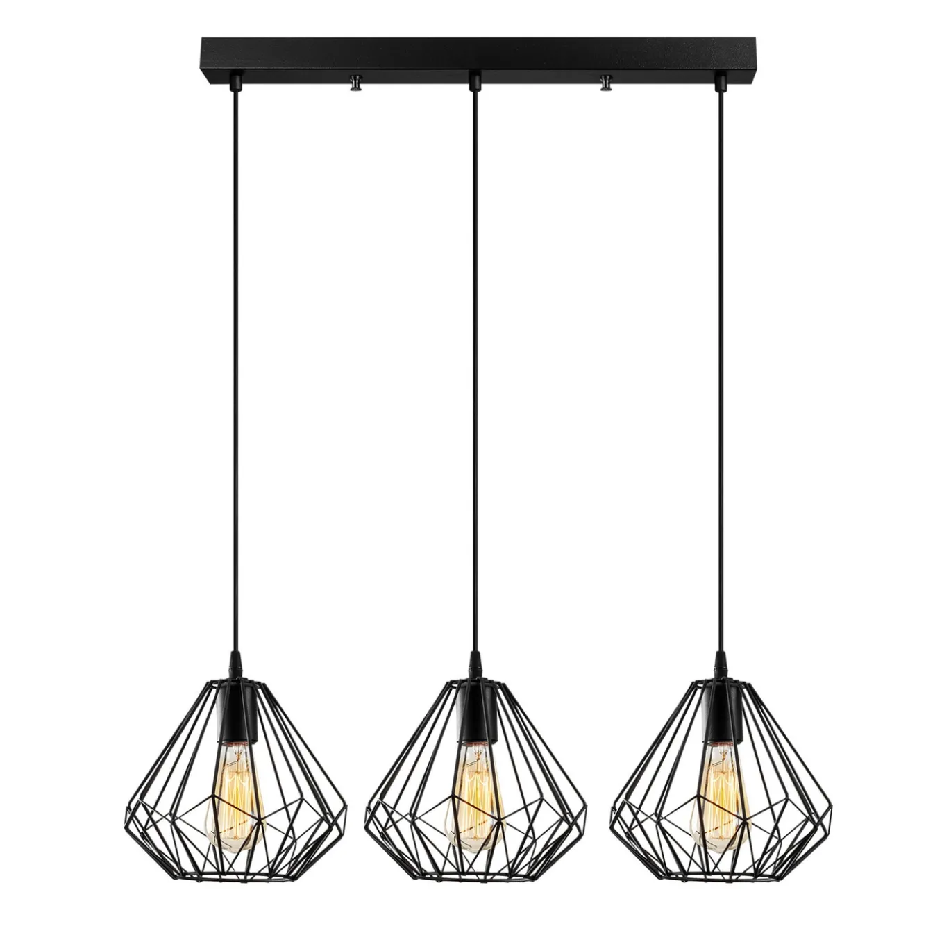 Hanglamp Diamond Zwart 3-Lichts