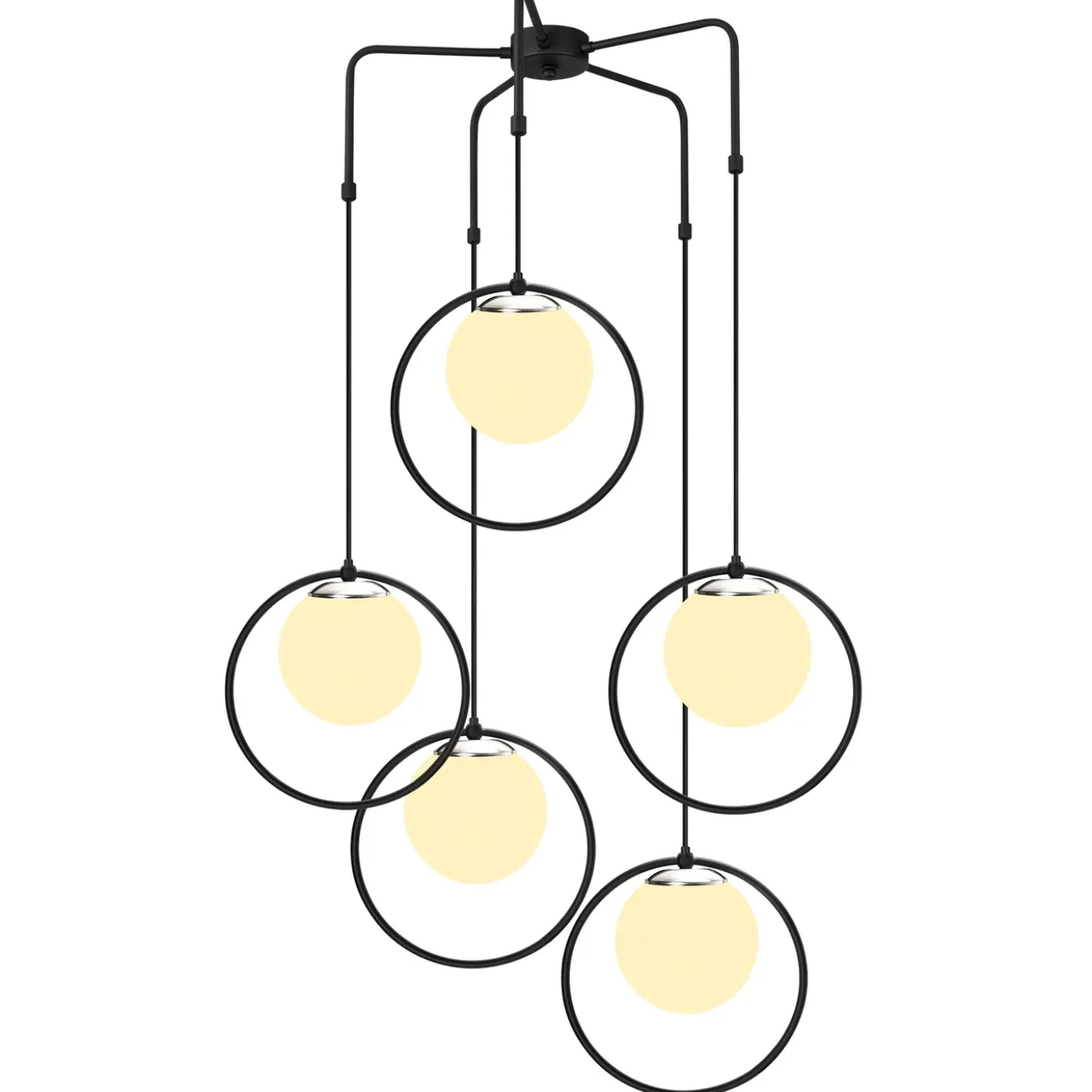 Hanglamp Dolunay 5-Lichts Zwart/Wit