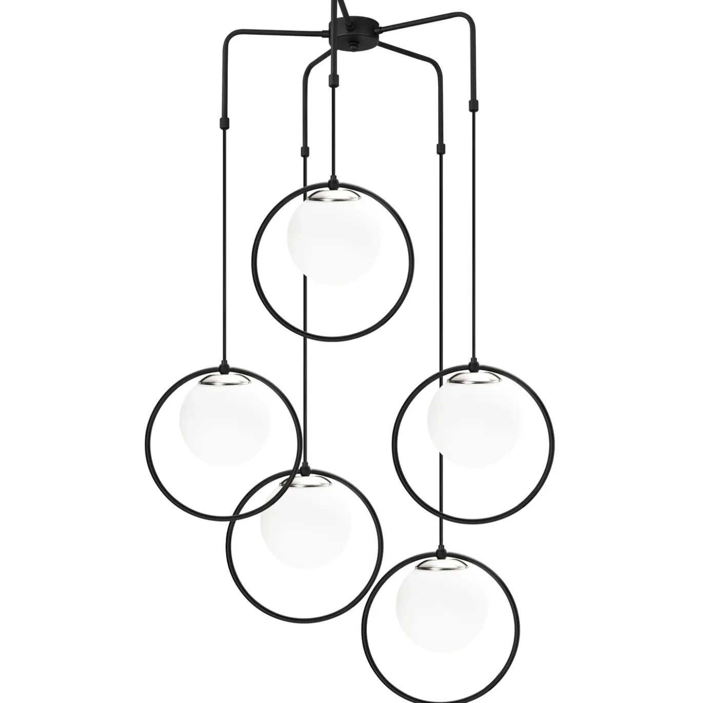 Hanglamp Dolunay 5-Lichts Zwart/Wit
