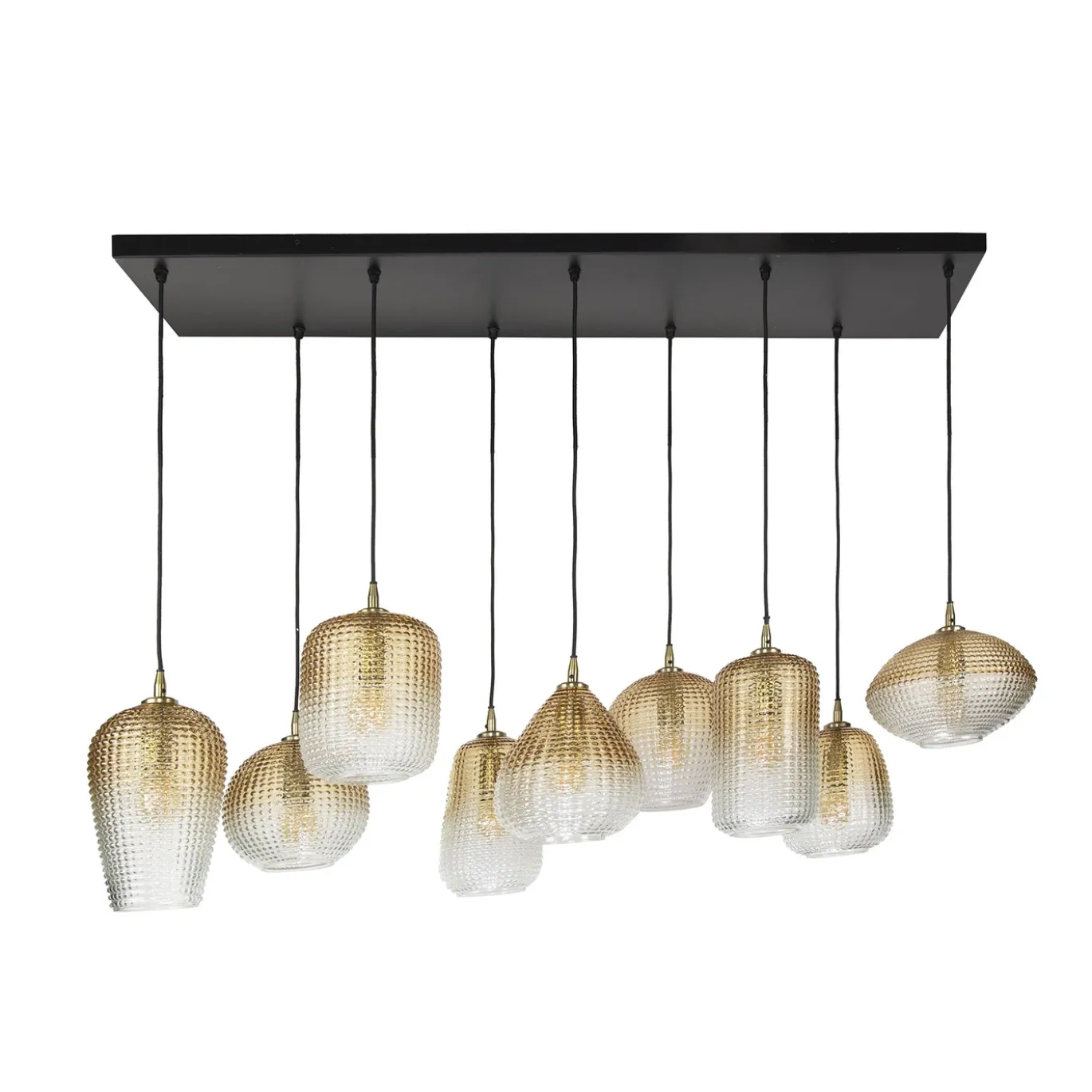 Hanglamp Dot Pattern 9-Lichts Amberkleurig Glas - Giga Meubel
