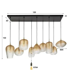 Hanglamp Dot Pattern 9-Lichts Amberkleurig Glas - Giga Meubel