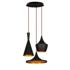 Hanglamp Elmas Zwart 3-Lichts Getrapt