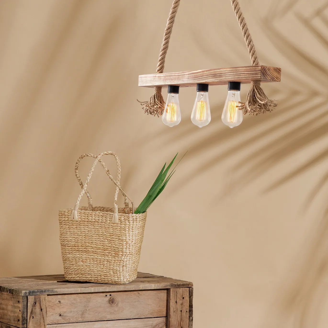 Hanglamp Erebos Hout 3-Lichts