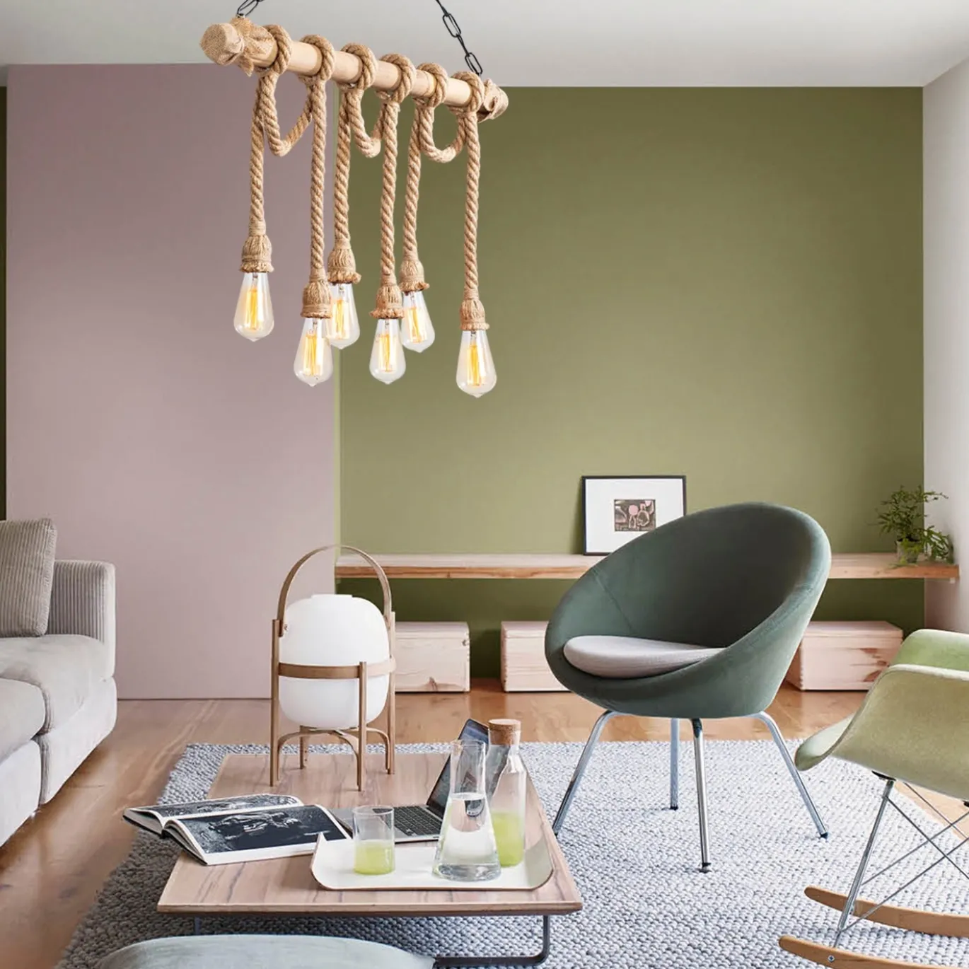 Hanglamp Erebos 6-Lichts Naturel