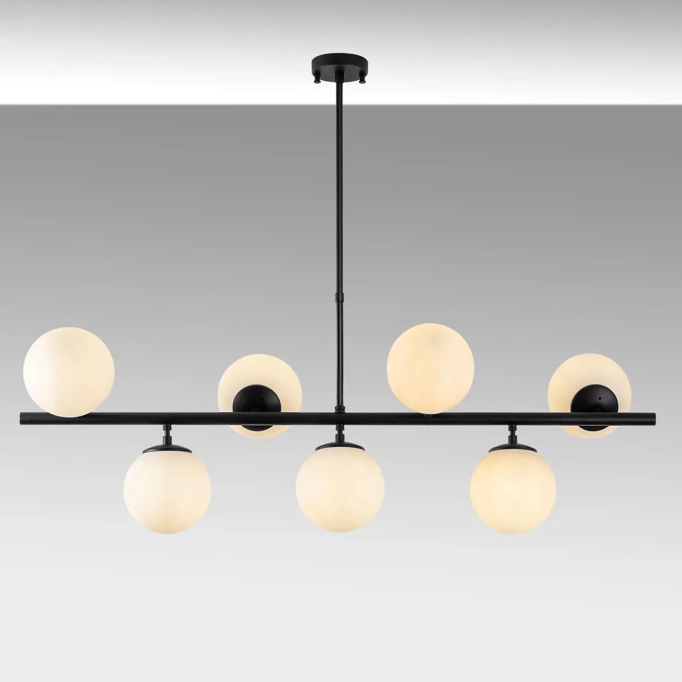 Hanglamp Fazli Metaal Zwart Wit 7-Lichts
