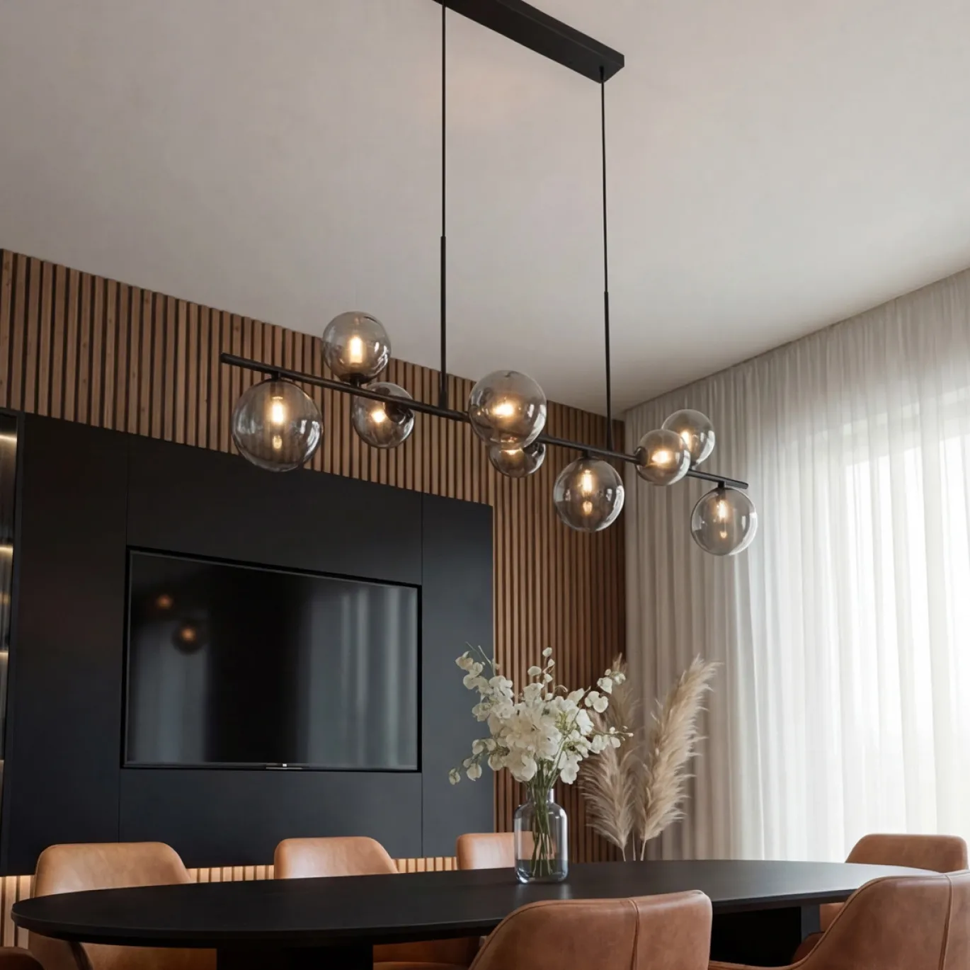 Hanglamp Finn 9-Lichts Smoke Glas - Giga Meubel