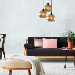 Hanglamp Gold Glas 3-Lichts Getrapt