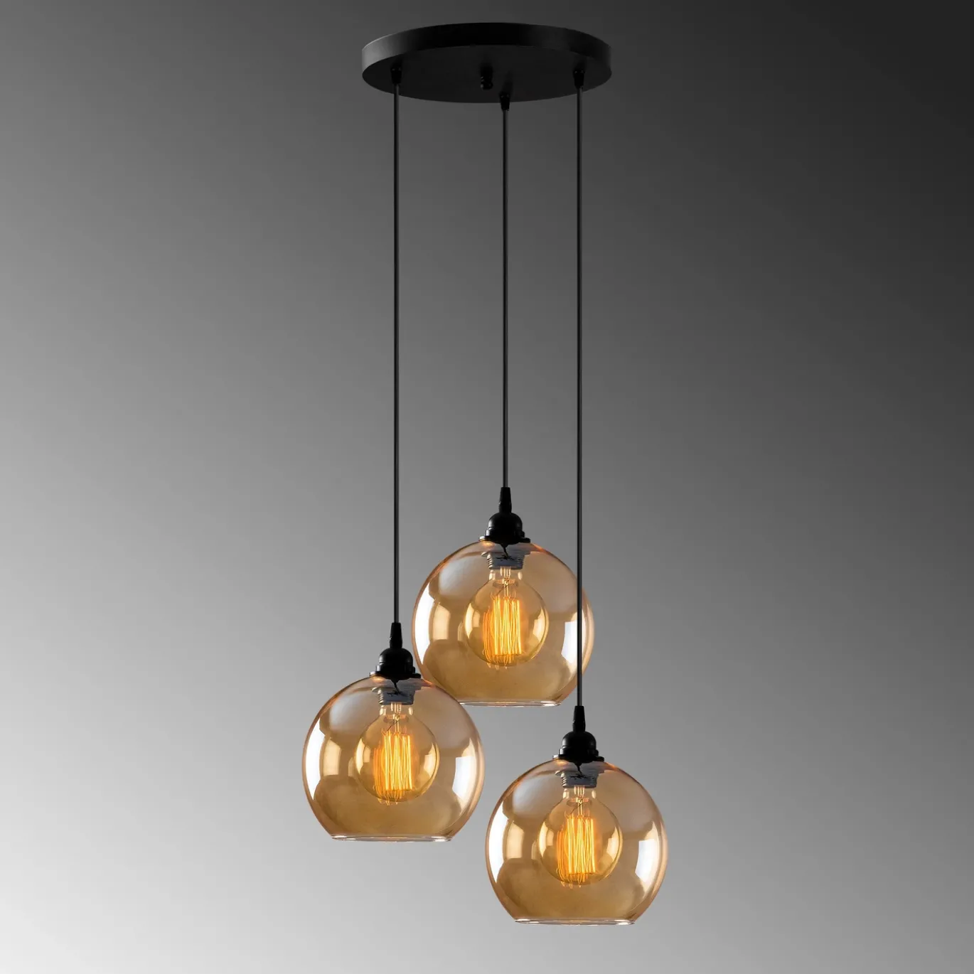 Hanglamp Gold Glas 3-Lichts Getrapt