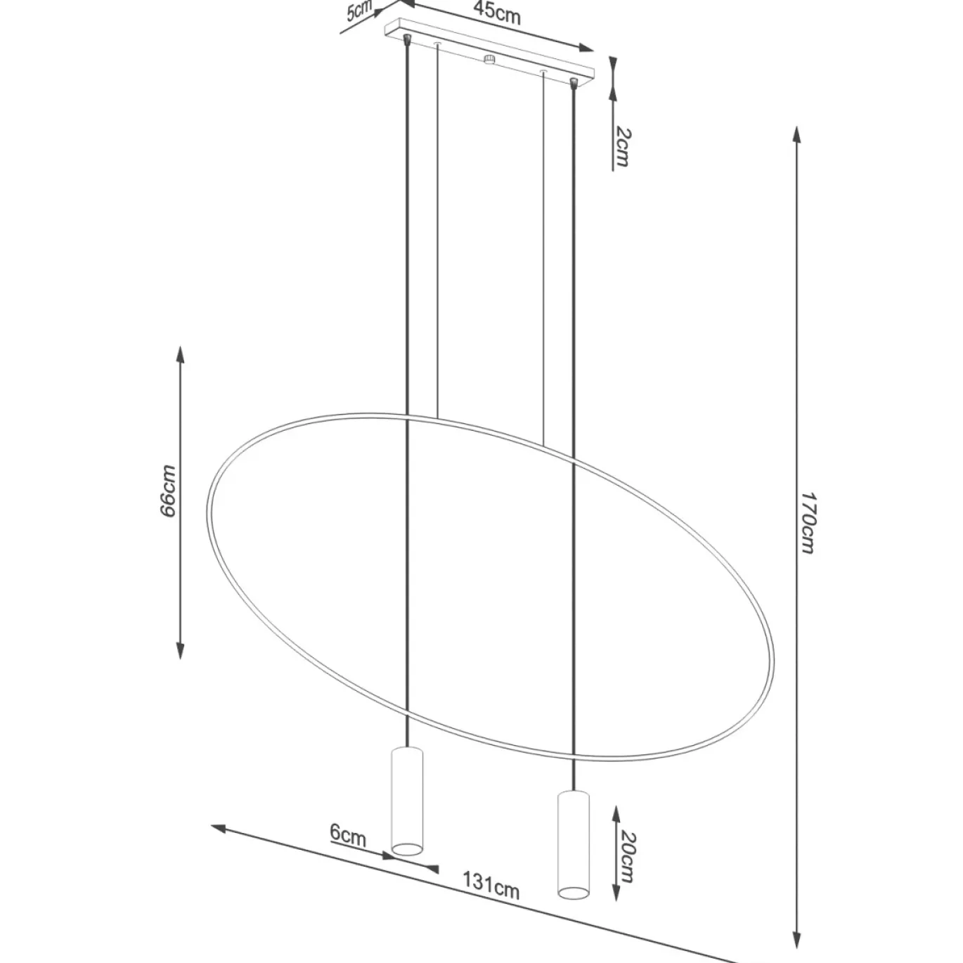 Hanglamp Holar 2-Lichts Zwart - Giga Meubel