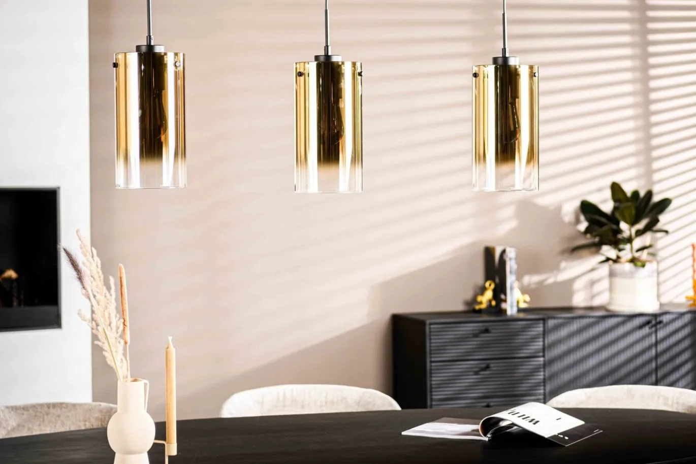 Hanglamp Honiton 3-Lichts Goud - Giga Meubel