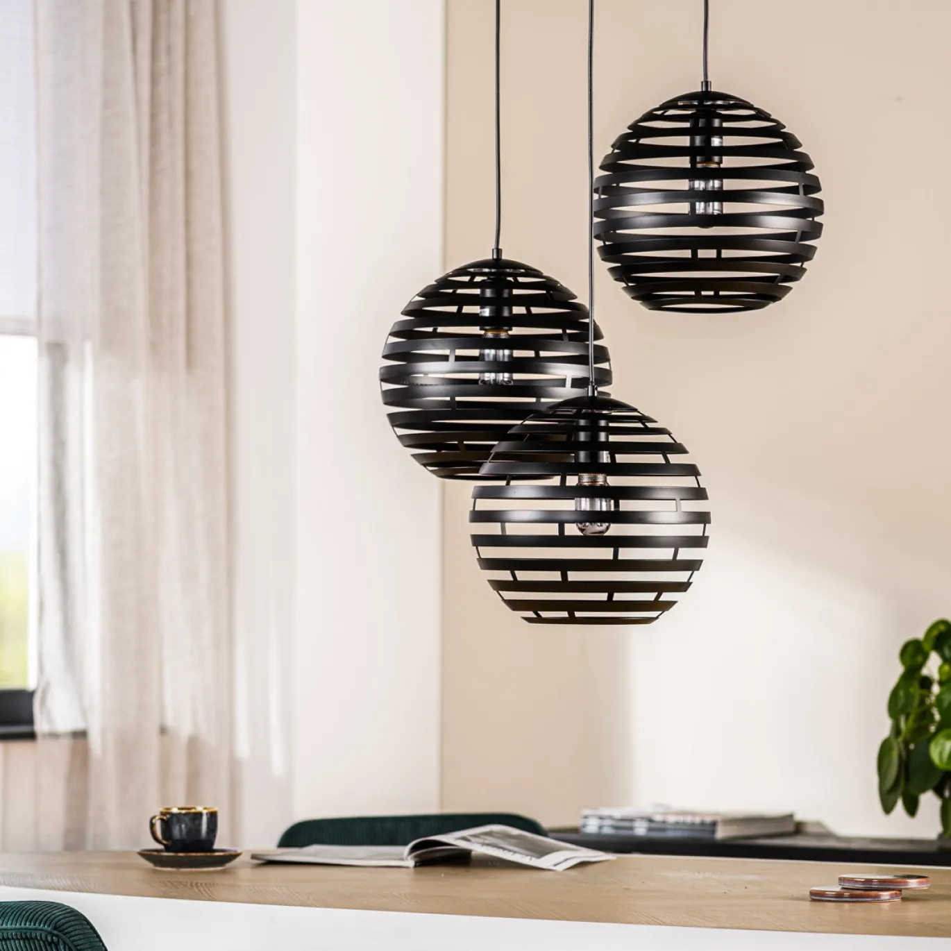 Hanglamp Joep 3-Lichts Zwart - Giga Meubel
