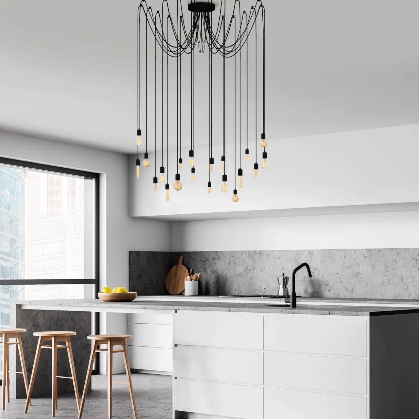 Hanglamp Kabluni 20-Lichts Zwart