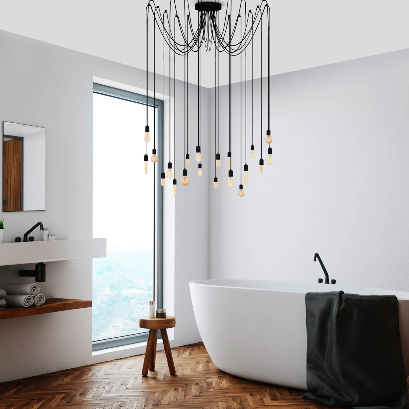 Hanglamp Kabluni 20-Lichts Zwart
