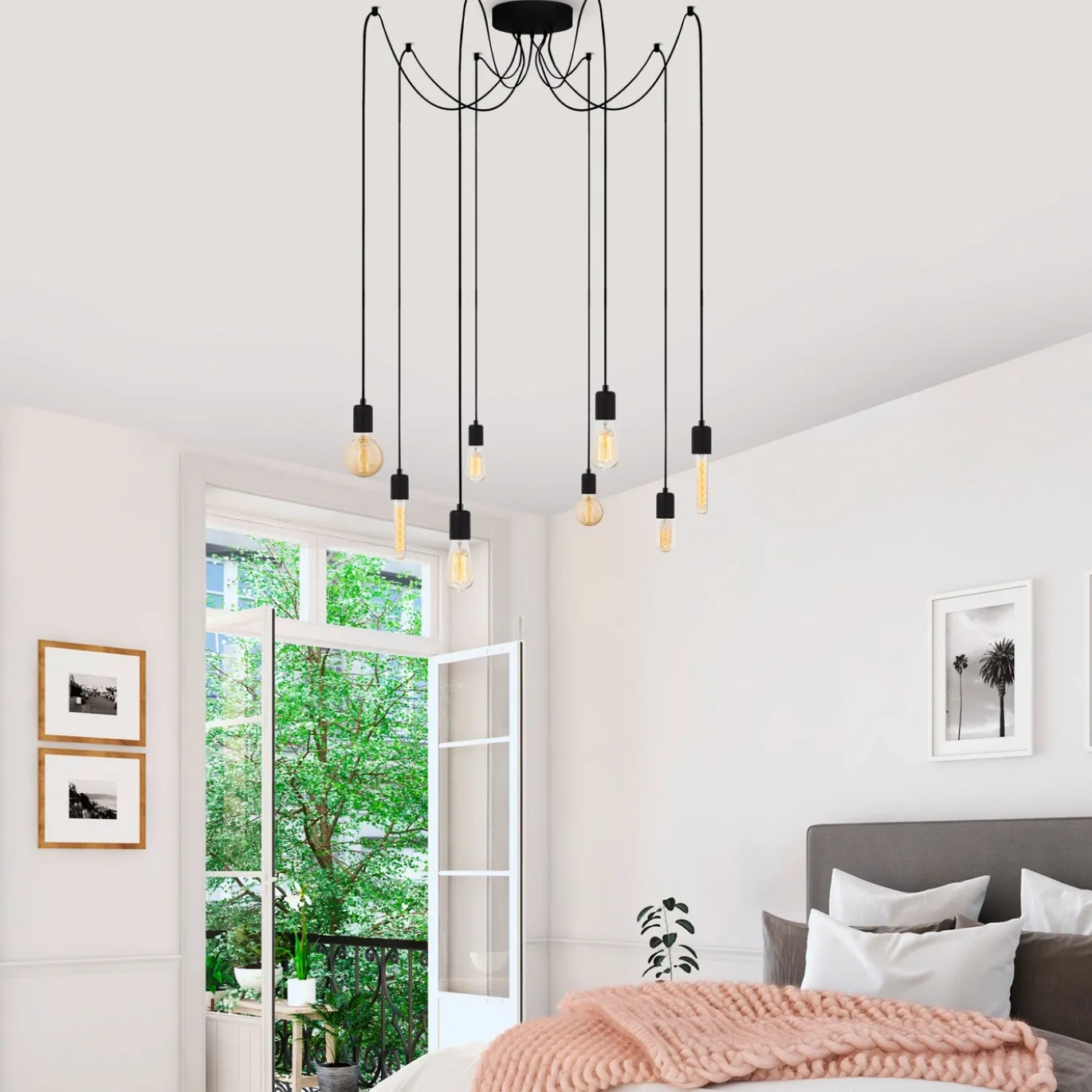 Hanglamp Kabluni Zwart 8-Lichts