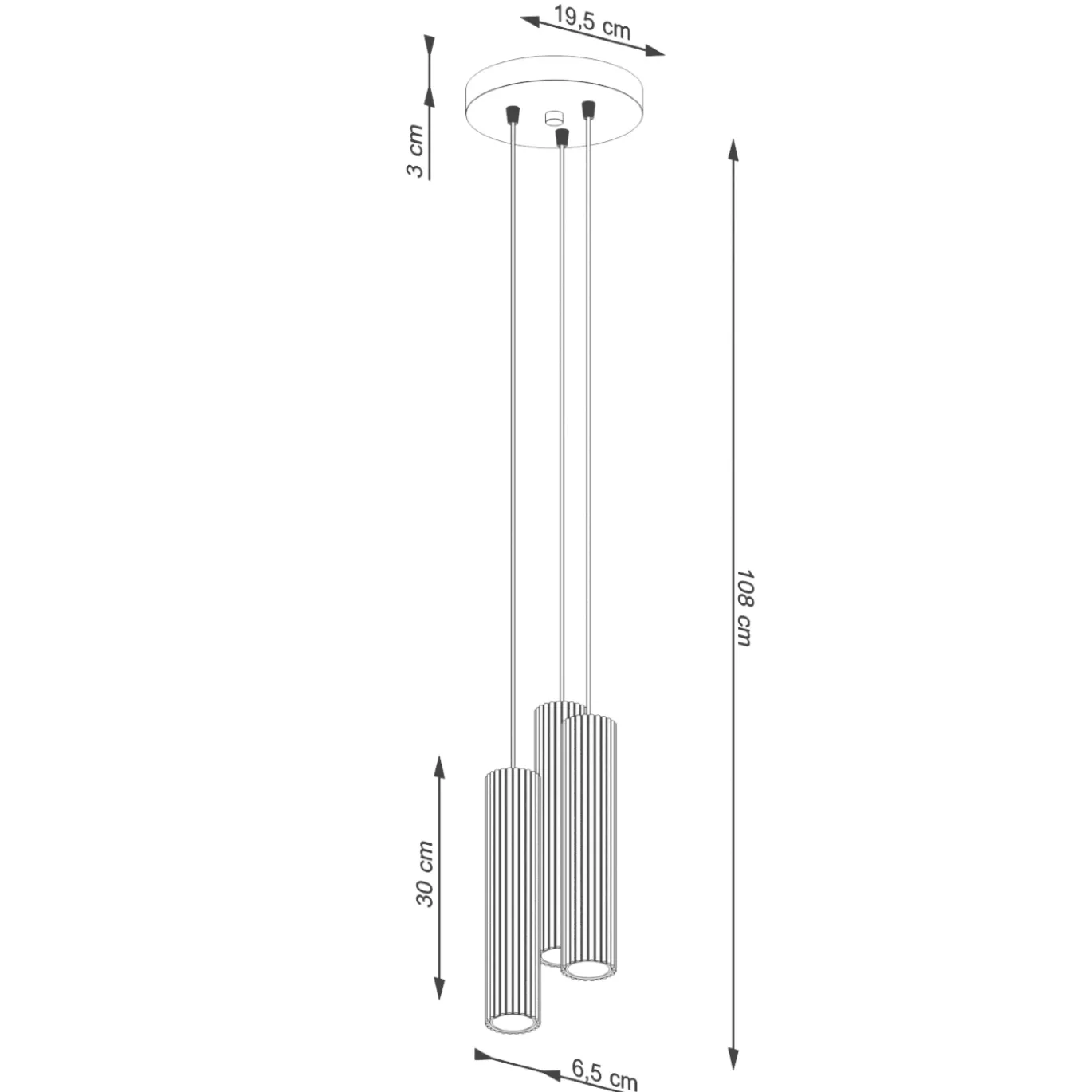 Hanglamp Karbon 3-Lichts Getrapt Wit - Giga Meubel