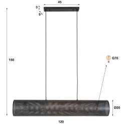 Hanglamp Koker 5-Lichts Mesh Zwart - Giga Meubel