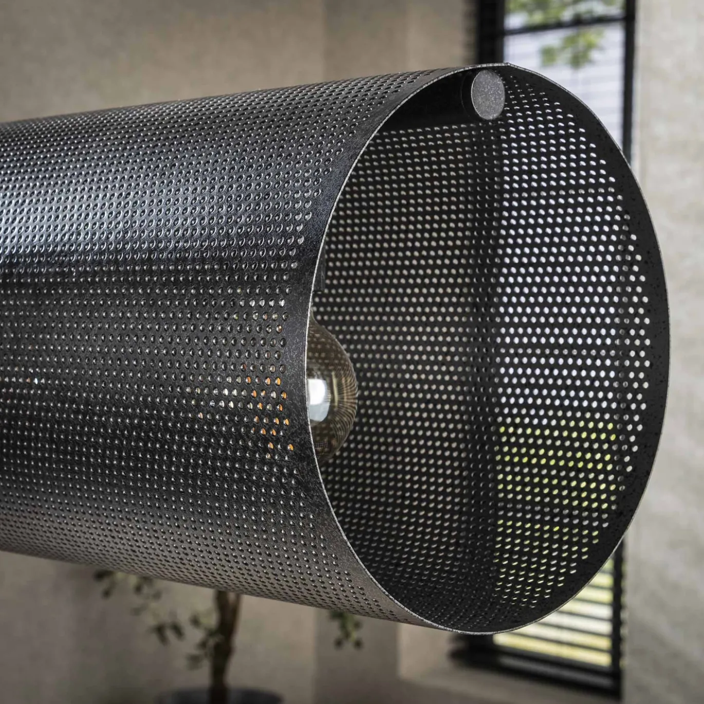 Hanglamp Koker XL 7-Lichts Mesh Zwart - Giga Meubel