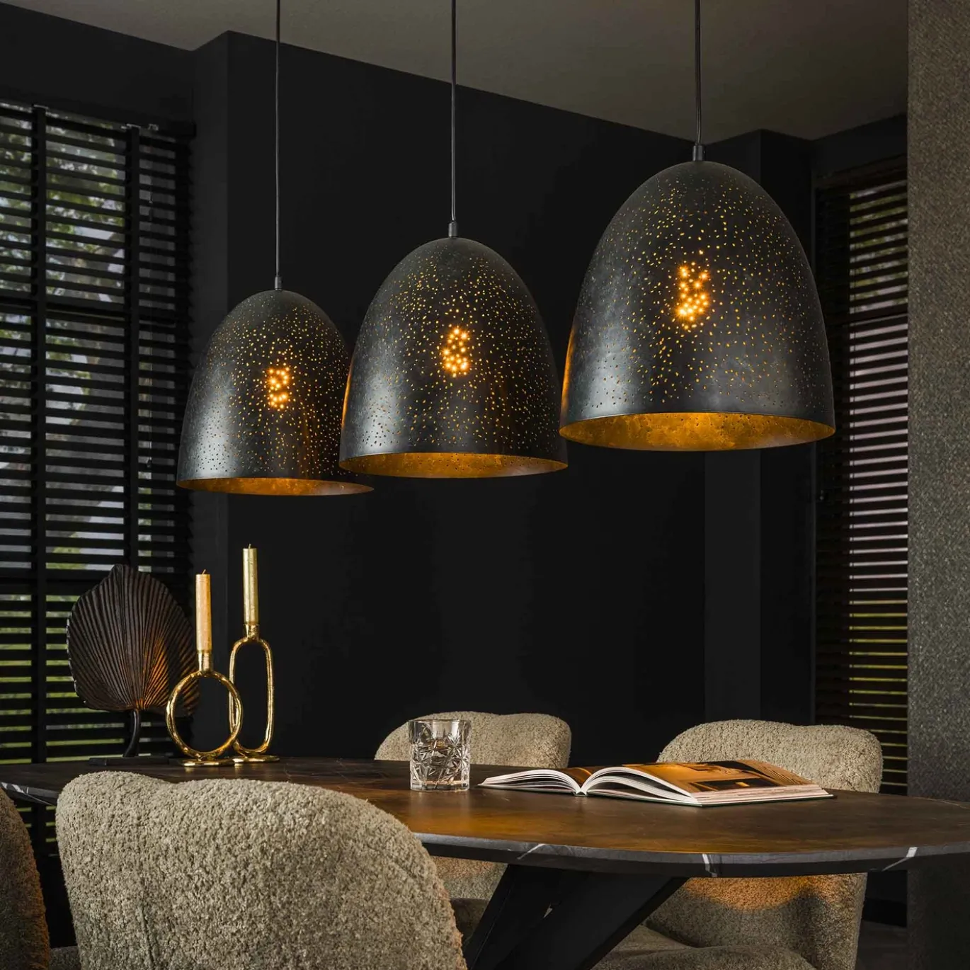 Hanglamp Kosmos 3-Lichts Metaal Charcoal - Giga Meubel