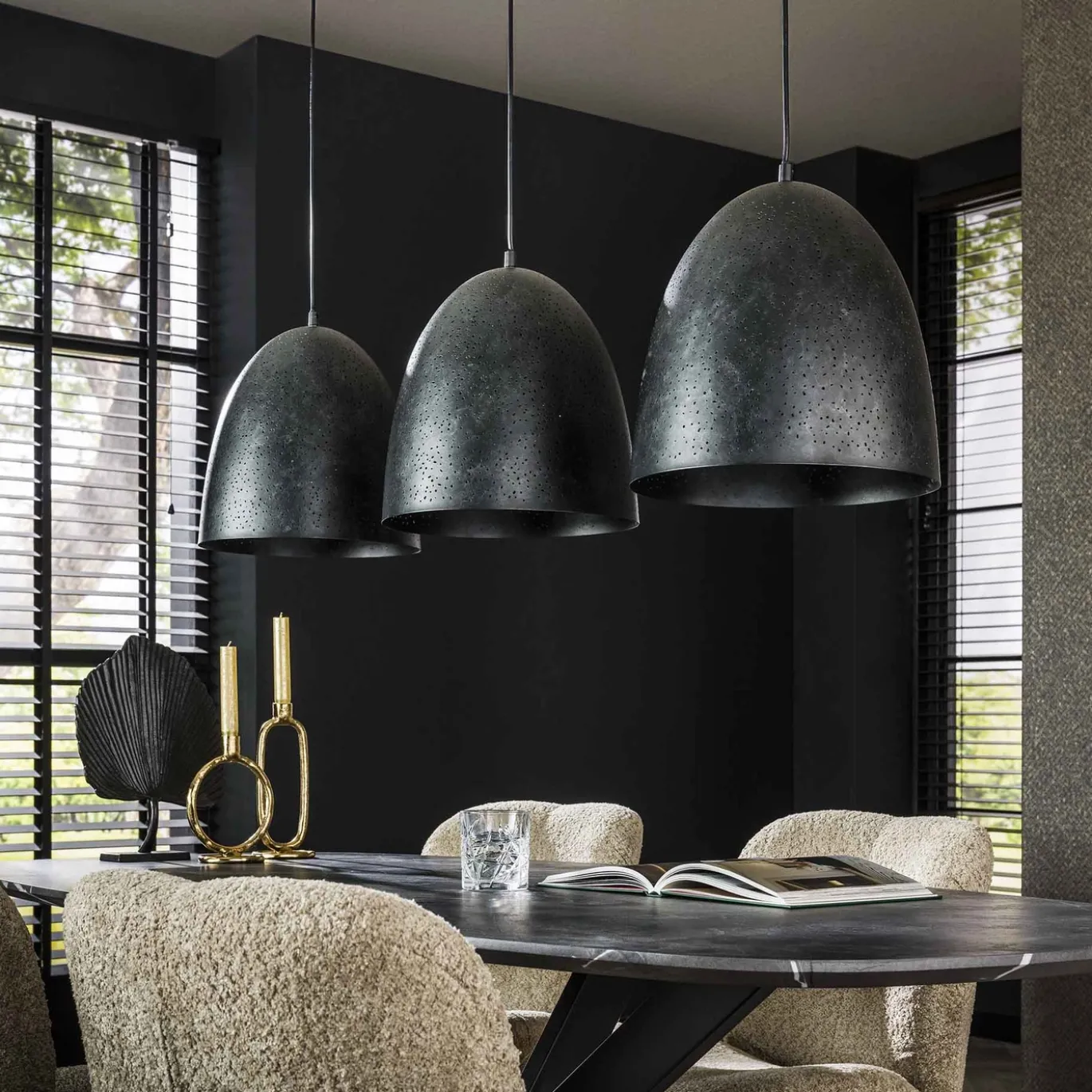 Hanglamp Kosmos 3-Lichts Metaal Charcoal - Giga Meubel