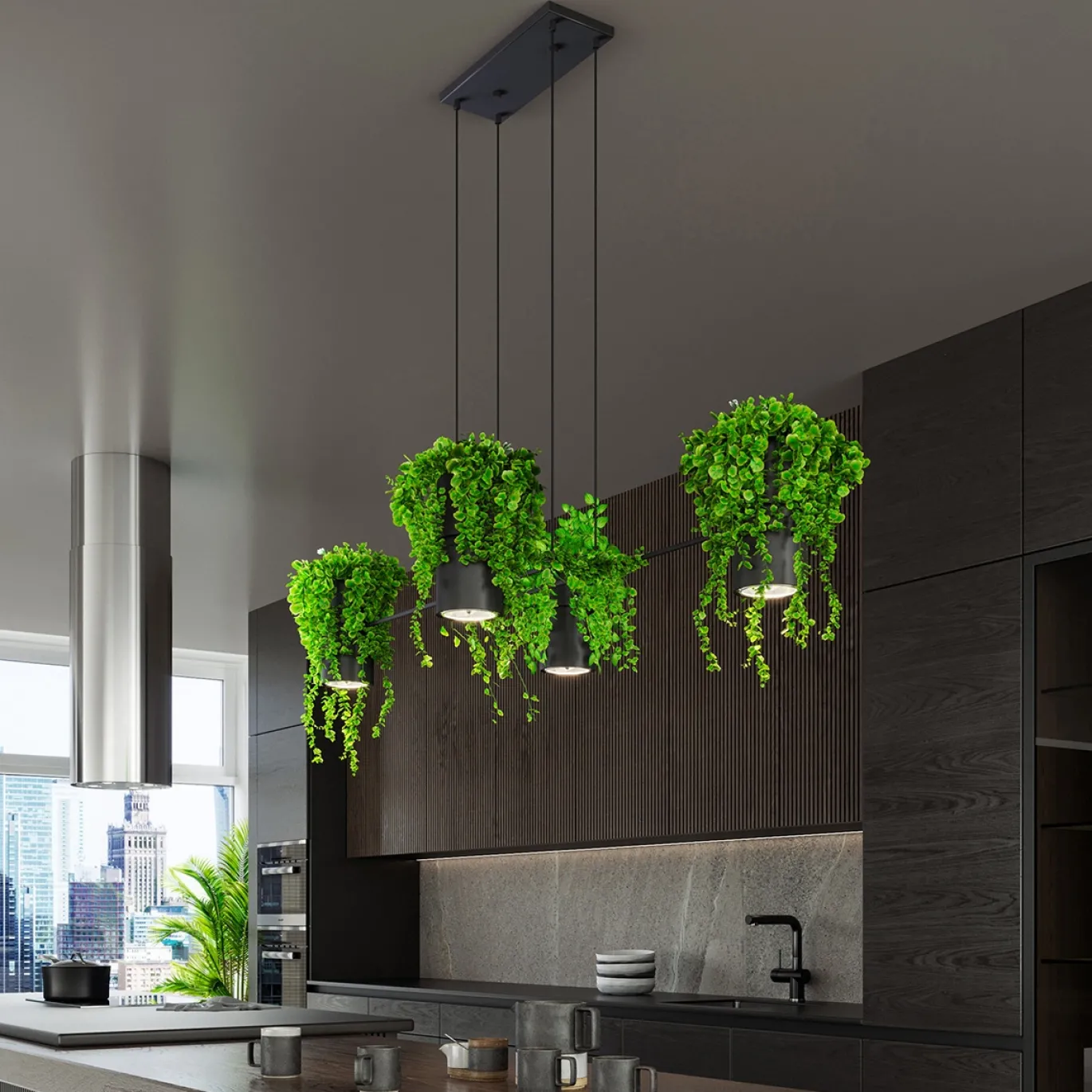 Hanglamp Kukkia Zwart 4-Lichts - Giga Meubel