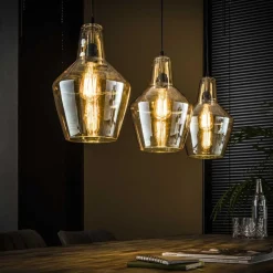 Hanglamp 3L Amber Glas Kegel - Giga Meubel