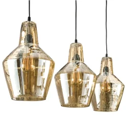 Hanglamp 3L Amber Glas Kegel - Giga Meubel