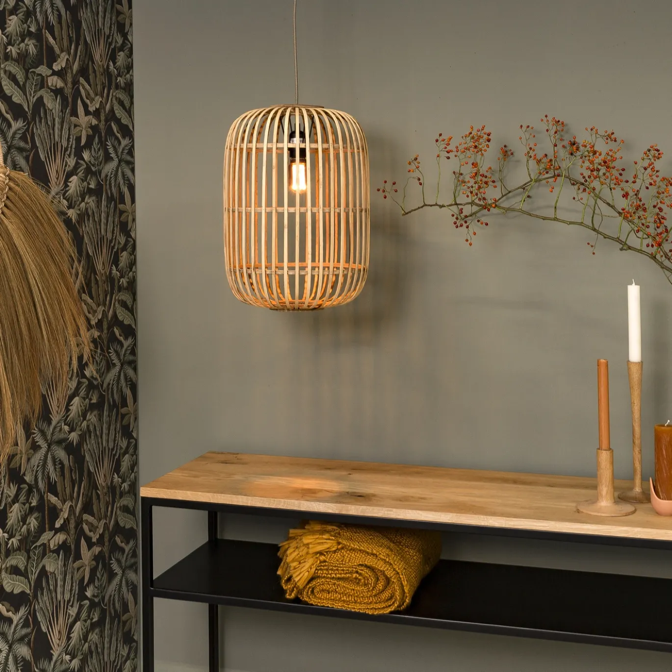 Hanglamp Lana 1-lichts Zwart - Giga Meubel