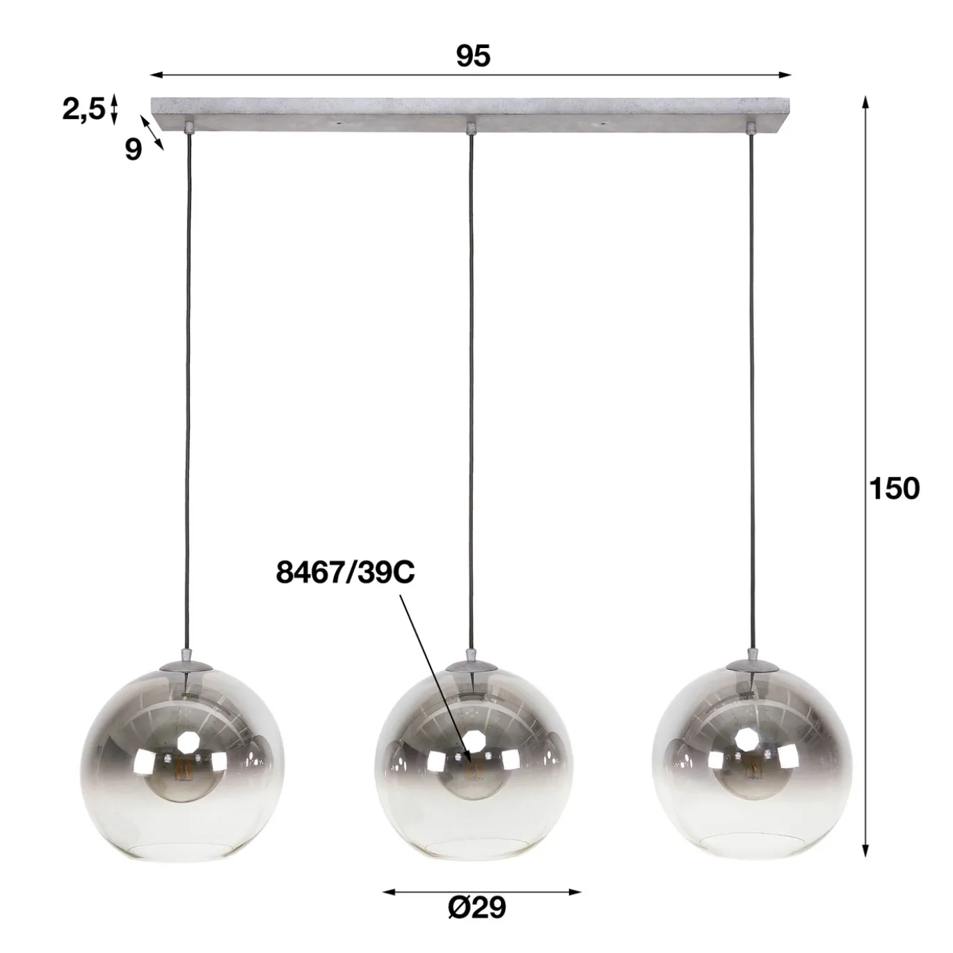 Hanglamp 3L Bubble shaded - Giga Meubel