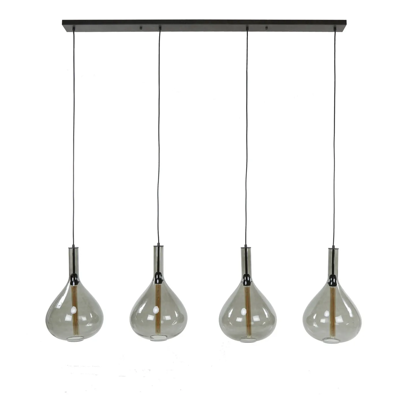 Hanglamp 4L Drop Smoke Glas Artic Zwart - Giga Meubel