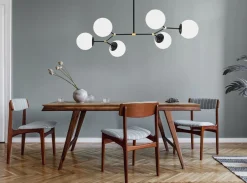 Hanglamp 6-Lichts Damar Metaal Zwart Wit
