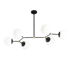 Hanglamp 6-Lichts Damar Metaal Zwart Wit