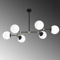 Hanglamp 6-Lichts Damar Metaal Zwart Wit