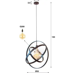 Hanglamp 1-Lichts Galaxy Artic Zwart - Giga Meubel