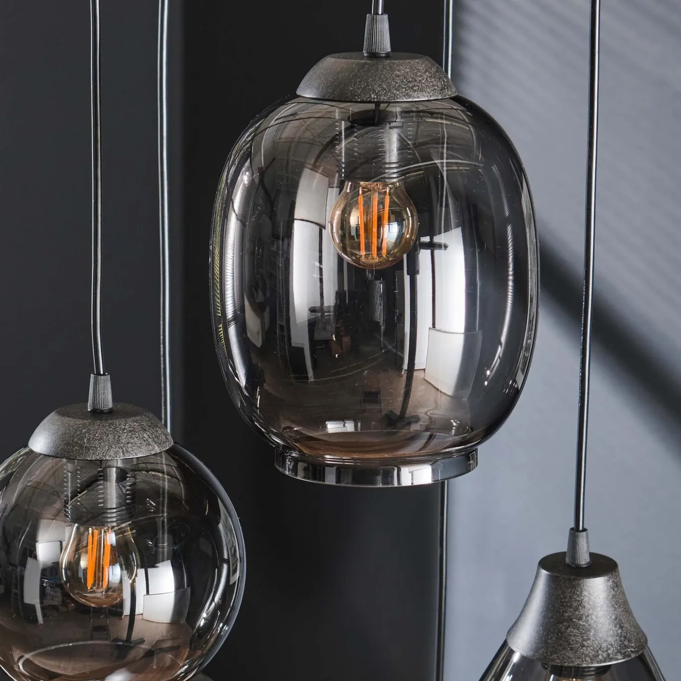 Hanglamp 5-Lichts Mix Getrapt Chromed Glas - Giga Meubel