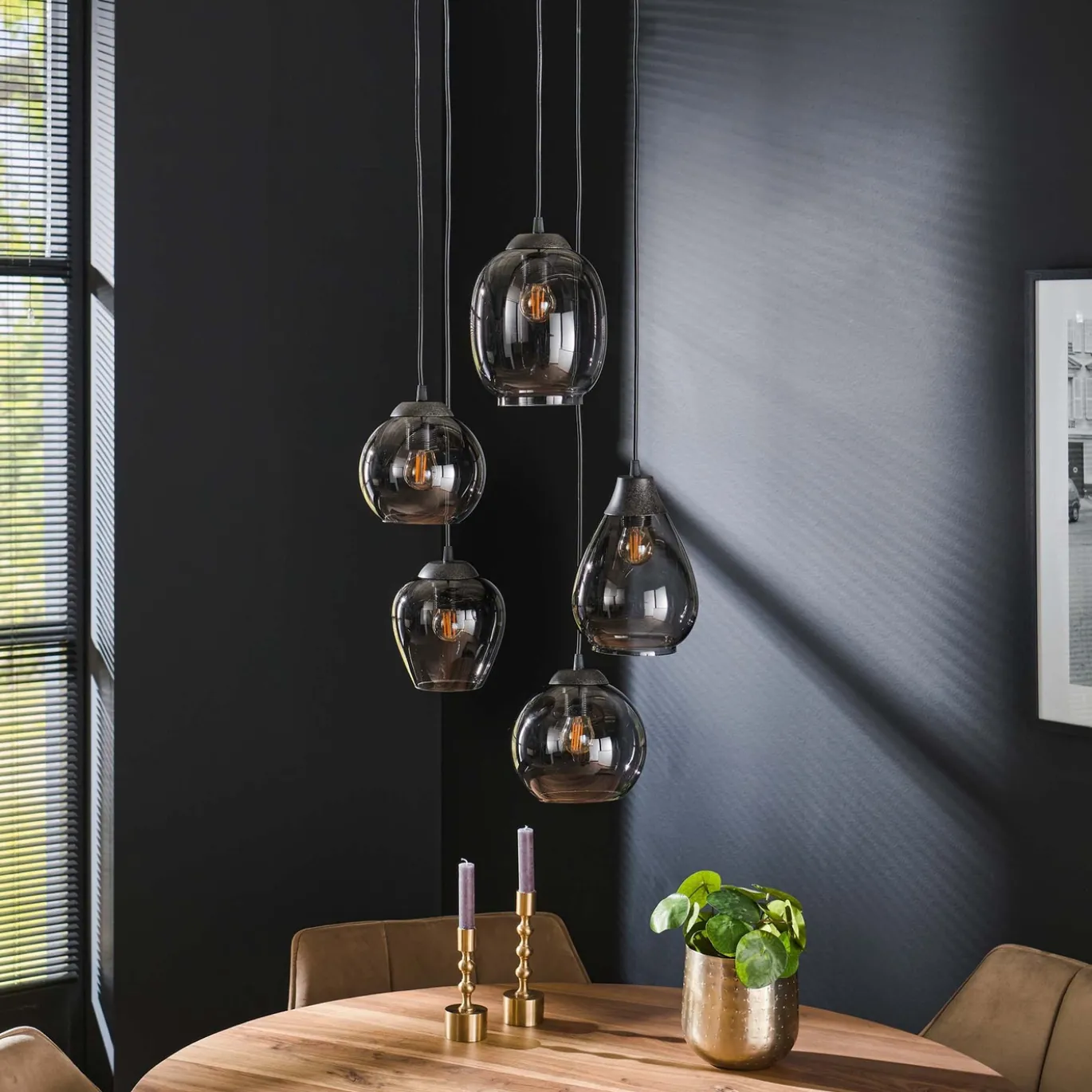 Hanglamp 5-Lichts Mix Getrapt Chromed Glas - Giga Meubel