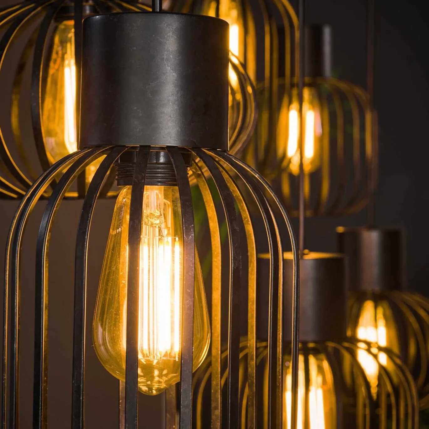 Hanglamp 6-Lichts Mix Metal Charcoal - Giga Meubel