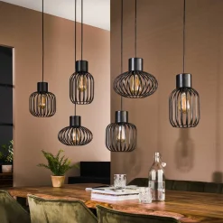 Hanglamp 6-Lichts Mix Metal Charcoal - Giga Meubel