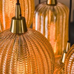 Hanglamp 7-Lichts Pattern Mix Amberkleurig Glas - Giga Meubel