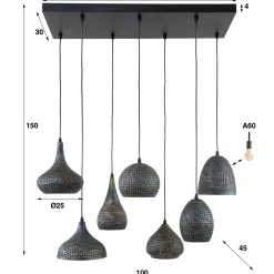 Hanglamp 7-Lichts Punch Mix Zwart Bruin - Giga Meubel