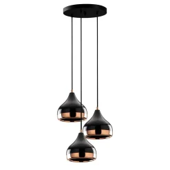 Hanglamp 3-Lichts Yildo Getrapt Metaal Zwart Koper