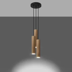 Hanglamp Lino 3-Lichts Getrapt Hout Naturel - Giga Meubel