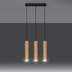 Hanglamp Lino 3-Lichts Hout Naturel - Giga Meubel