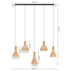 Hanglamp Lisa Zwart/Brons 120cm - Giga Meubel