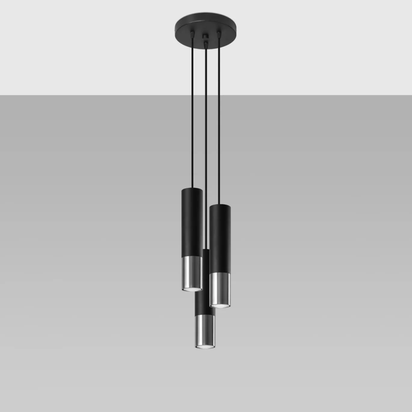 Hanglamp Loopez 3-Lichts Getrapt Zwart/Chrome - Giga Meubel