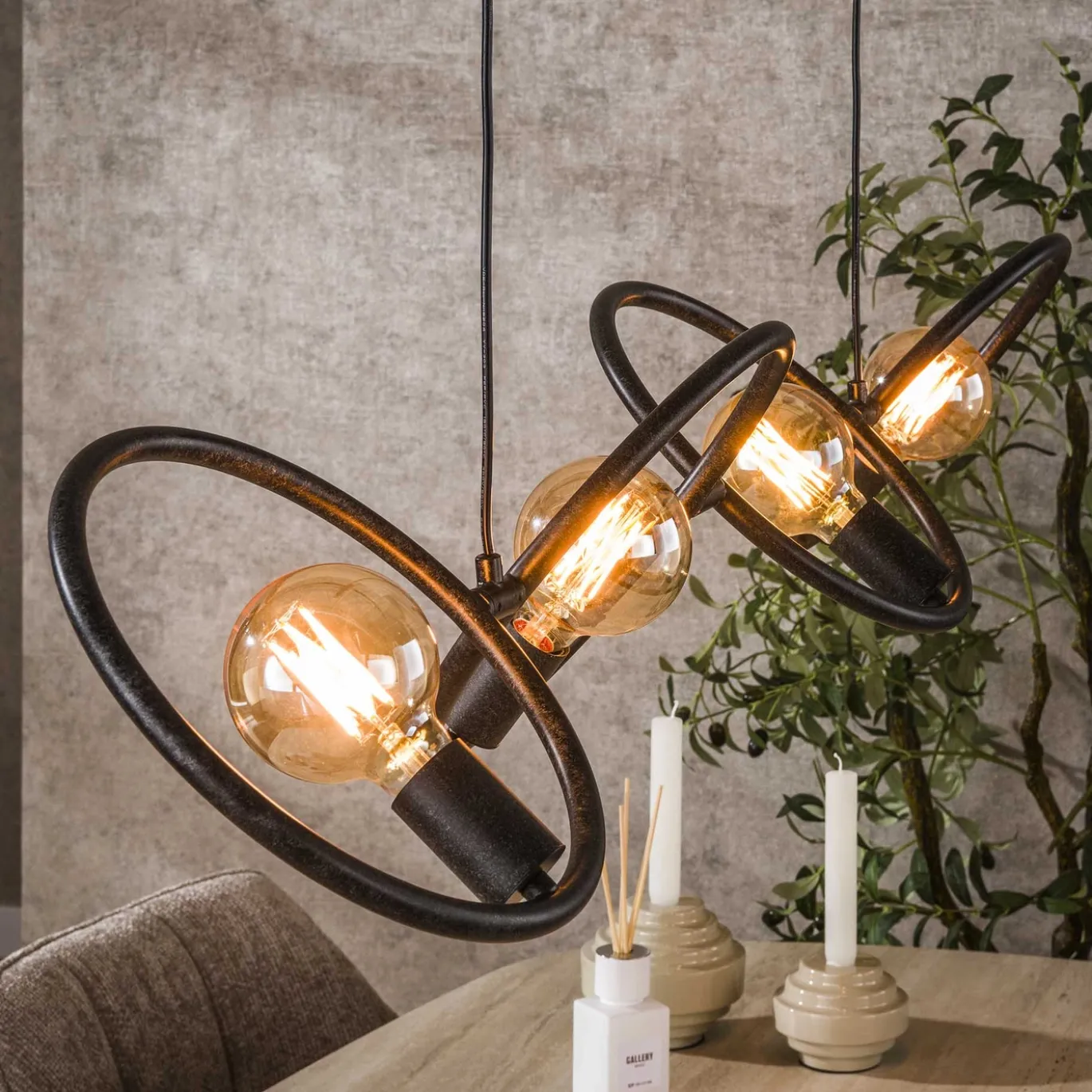 Hanglamp Loop 4-lichts Artic Zwart - Giga Meubel