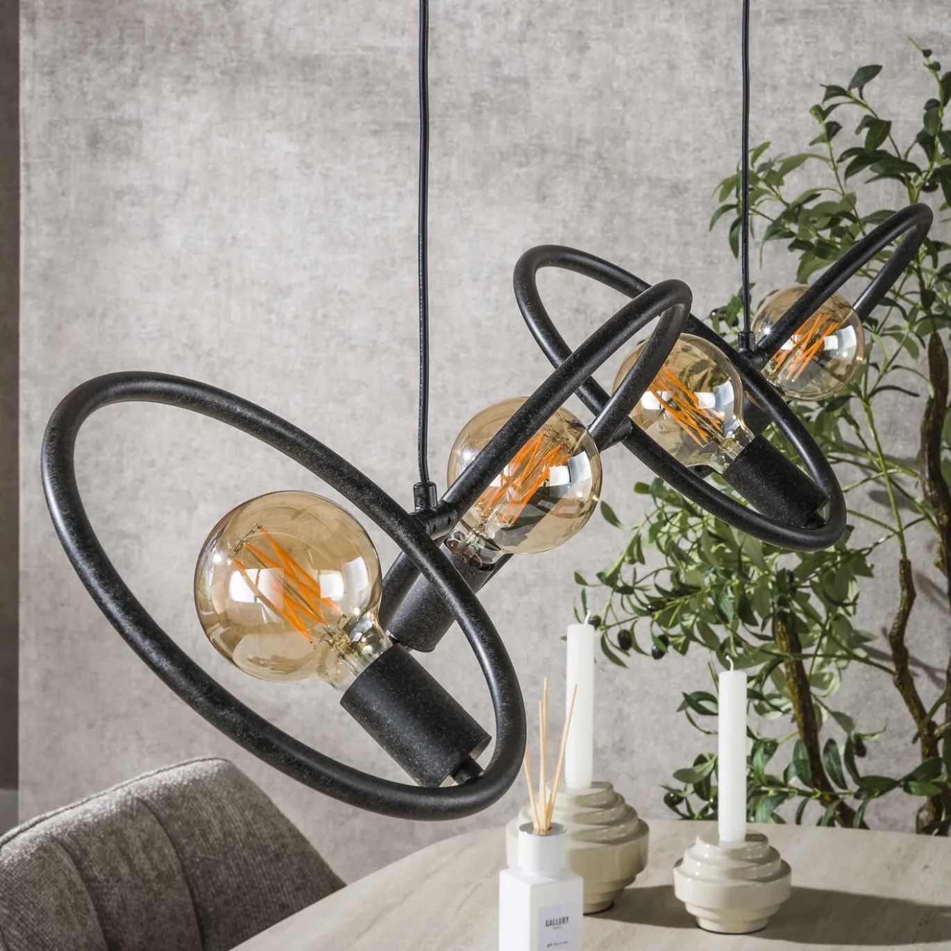 Hanglamp Loop 4-lichts Artic Zwart - Giga Meubel