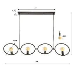 Hanglamp Loop 4-lichts Artic Zwart - Giga Meubel